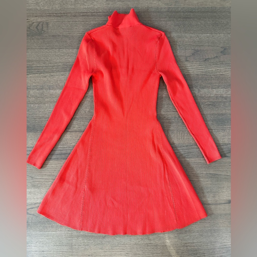 Zara Knit Skater Dress-Size Medium-Orange - Picture 2 of 8